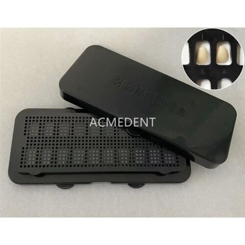 Denture Tooth Porcelain Veneer Box Cleaning 20 Grids for Storage Teeth Cleaner Case Square Plastic Black