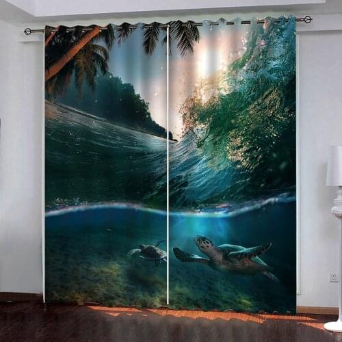 HD sea animals Blackout Curtains For Window curtains 3D Undersea Living Room Bedroom modern curtain decor