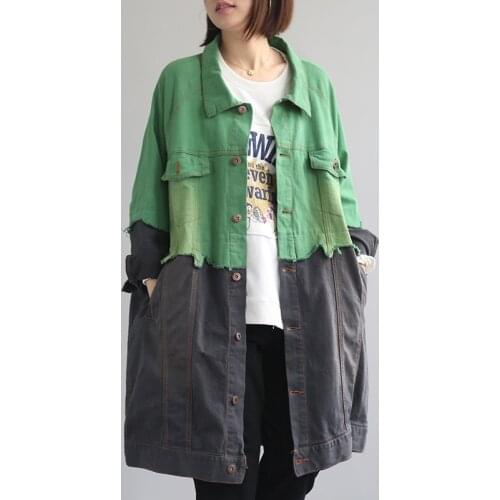 2020 Spring Autumn Lapel Long Sleeve Hit Colors Single Breasted Vintage Loose Windbreaker Female Jacket Women Y297