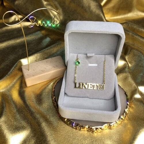 Custom Name Necklace With Birthstone For Women Gold Stainless Steel Pendant Necklace Mothers Day Wife Girlfriend Gift