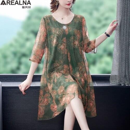 Summer Dress 2021 Women floral Street vintage Casual Loose Beach Party Dress Plus Size o-neck knee-length Dress Female Vestidos