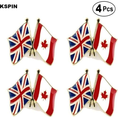 UK Jack Canada Friendship Flag Pin Lapel Pin Badge Brooch Icons 4pcs