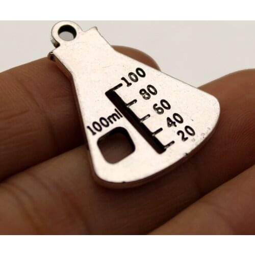 10pc Wholesale Price Measuring Glass Counting Cup Charms 20*28mm Antique Silver Plated Pendant For Handmade Jewelry Accessories