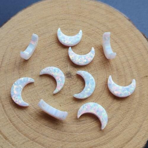 10pcs /lot 8x11mm Synthetic Moon Cut Opal for Necklace & Bracelet Moon Opal stone beads for DY Jewelry