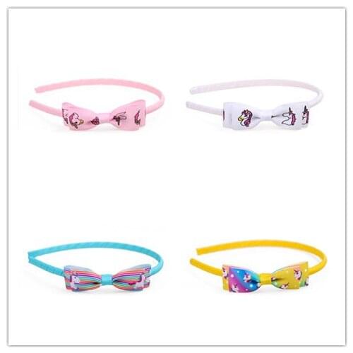 10pcs Fashion Cute Unicorn Ribbon Bow Hairbands Headbands Bowknot Hair Sticks Princess Headwear Girls Hair Accessories