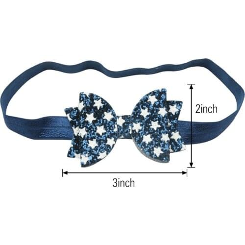 50pcs/lot , 3inch Glitter bow with headband Onion powder polka star bow hair band sequin bow girl jewelry hot sale