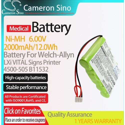 CameronSino Battery for Welch-Allyn LXi VITAL Signs Printer fits 4500-505 B11532 Medical Replacement battery 2000mAh/12.0Wh