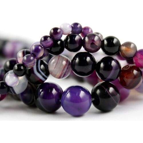 Beadia Hot- Dyed Round Purple Fashion Natural Loose Stone Beads 4 6 8 10mm Strand 15"/Diy Bracelet Necklace Jewelry Making