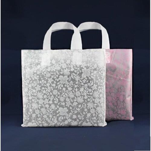 Big pink and white Shopping Jewelry Packaging Plastic Gift Bag With Handle plastic jewelry gift pouch