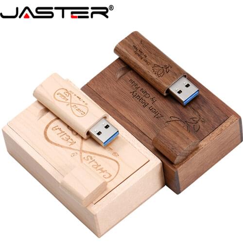 JASTER 5pcs/Lot Wooden + Box USB Flash Drive U Stick Pendrive 4GB 16GB 32GB 64GB 128GB Memory Creativo Personal Free LOGO Gift