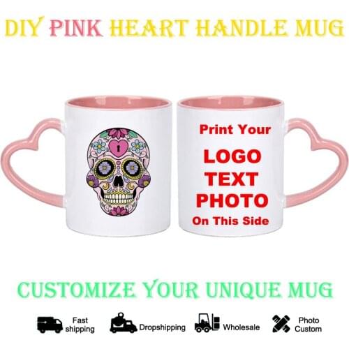 DIY Photo Mug Colorful Skull pattern KTDZ-DW-009-FA,custom your photo on Tea cup,unique Ceramic Coffee Cup best gift