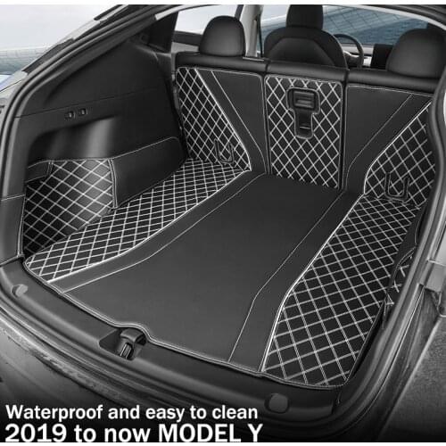 For Tesla Model 3 Wear Dirt Resistant Leather Pad Interior Accessories Car Rear Tail Box Cushion Trunk Mat With Bottom Mat