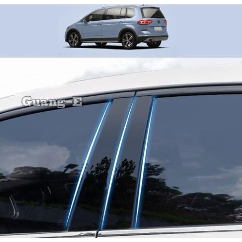 For Volkswagen VW Touran L 2016-2021 Car PC Material Pillar Post Cover Door Trim Window Piano Black Molding Sticker Plate 4pcs
