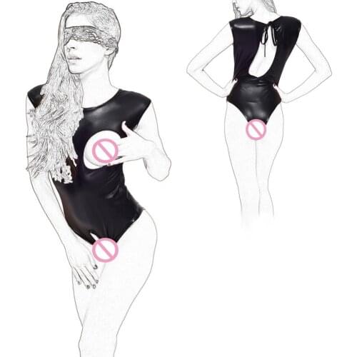 Erotic Sexy Bodysuit Leather Hollow Out Bust Open Crotch Clubwear BDSM Bondage Cosplay Slave Training Clothing Sex Toy For Women