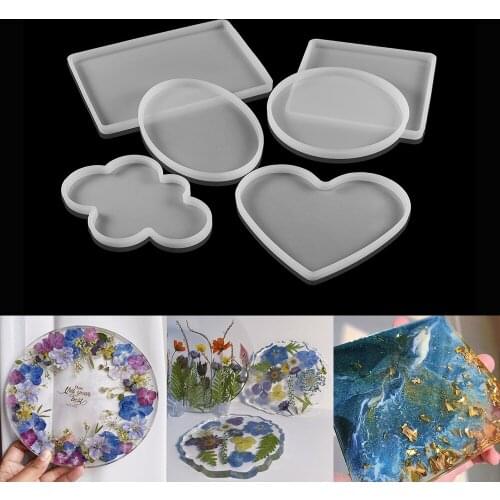 Geometric Coasters Resin Casting Mold Silicone Cloud Heart Shape Cup Tray Epoxy Mould for Jewelry Making Epoxy Mould Craft Tools