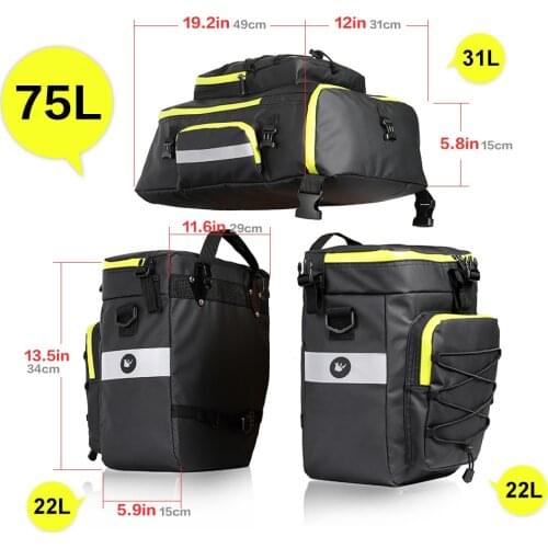 Mountain Road Bicycle Bike 3 in 1 Trunk Bags Cycling Double Side Rear Rack Tail Seat Pannier Pack Luggage Carrier Shoulder Bags