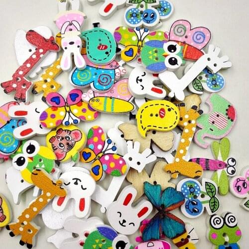 Wooden Buttons cartoon animal mixed for handmade Gift Box Scrapbooking Crafts Party Decoration DIY Sewing draw Wh