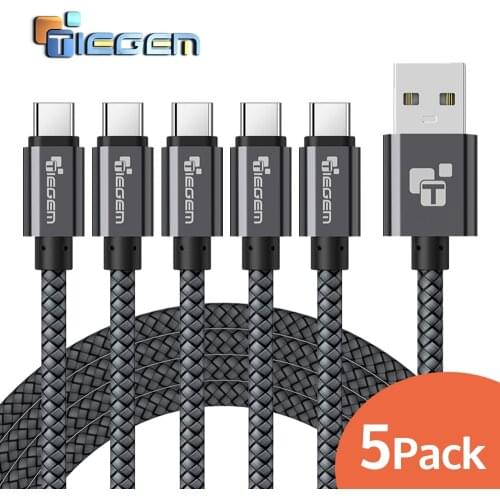 5Pack USB Type C Cable TIEGEM Type-C Fast Charging USB-C Data Cable for Samsung Galaxy S8 Note 8 Nexus 5X 6P OnePlus 2 USB C