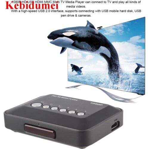 Kebidumei SD/MMC/RMVB/MP3 Multi TV with IR Remote Controller Newest DC 5V 2A HD 1080P USB HDMI-compatible Media Player Box