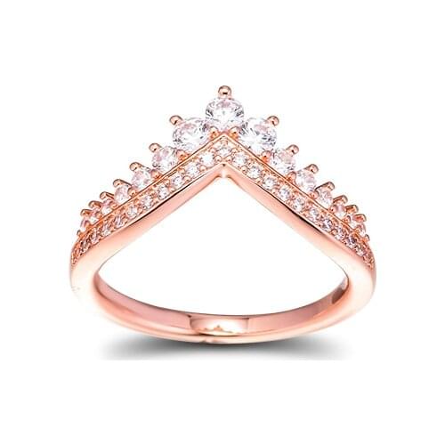 Rings for women Rose Gold Princess Wishbone Ring bijoux femme European Fine Jewelry Rings For Jewelry Making