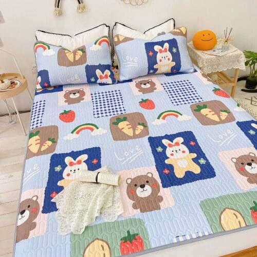 Machine Washable Latex Ice Silk Summer Sleeping Mat Kit Bouncy Sense Non-Slip Slow Rebound Air Conditioner Soft Seat