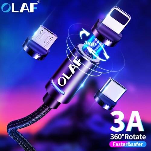 Olaf 3A Magnetic Cable Micro usb Type C Magnetic Usb Charging Cable Microusb Type-C Magnet Charger Wire usb c For iphone 11