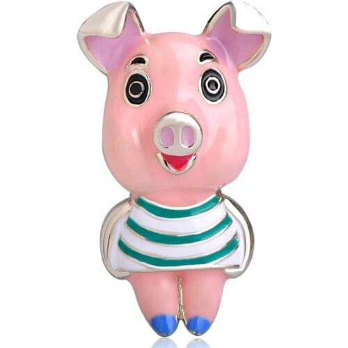 OI Cute Cartoon Pig Shape Brooch Colorful Enamel Gold Color Jewelry Pin Women Child Clothes Accessories Hat Bag Decoration