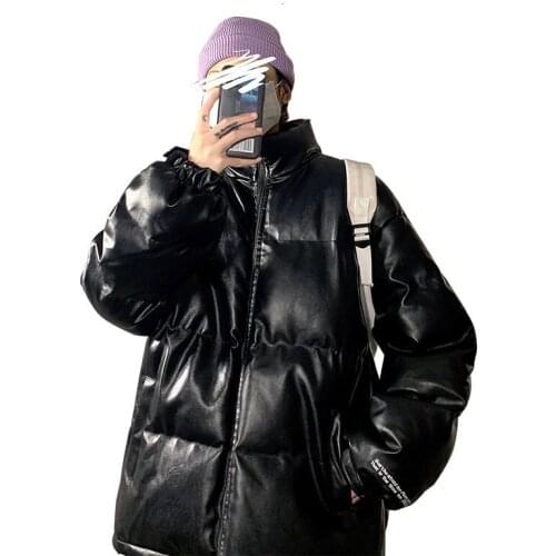 Fashion Winter Thick PU Leather Jacket Coat Mens Parka Warm Casual Stand-up Collar Men Streetwear Motorcycle Jacket Mens