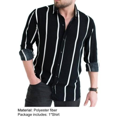 2021 Explosion Striped Print Men Shirt Turn-down Collar Top Long Sleeve Buttons Closure Business Shirt Male Clothing Plus Size