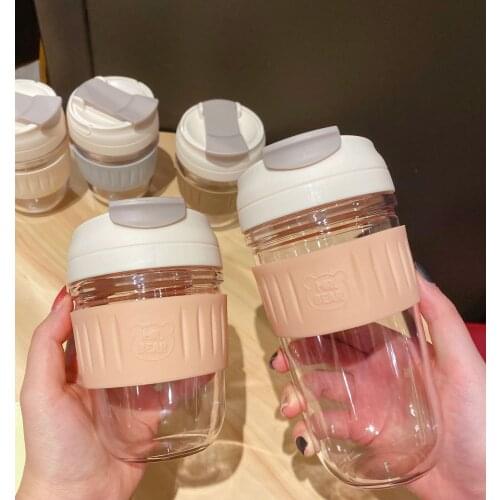 New Fashion Simple Plastic Cup Creative Students Straws Cup Children Portable Transparent Cup Small Girl Cute Bottle