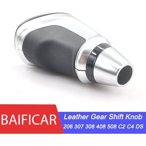 Baificar Brand New Leather Automatic Stick Gear Shift Knob Lever Shifter For Peugeot 206 307 308 408 508 Citroen C2 C4 DS