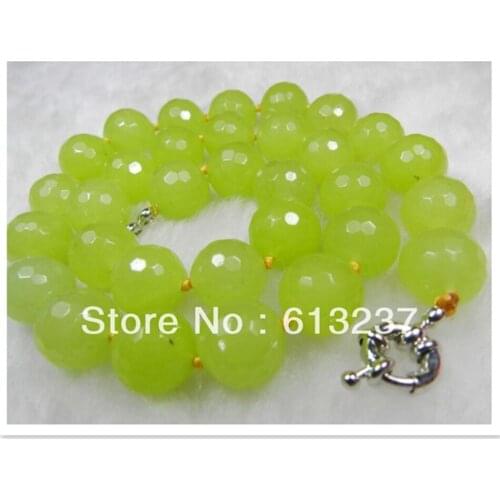Newly style 10mm Fashion faceted Peridot stone making jewellery necklace 18"AAA MY4620
