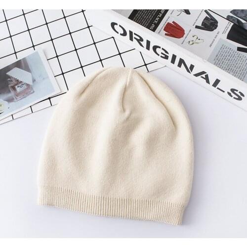 [Rancyword] unsex Autumn winter solid color real cashmere beanies best matched New cashmere man woman Warm skullies