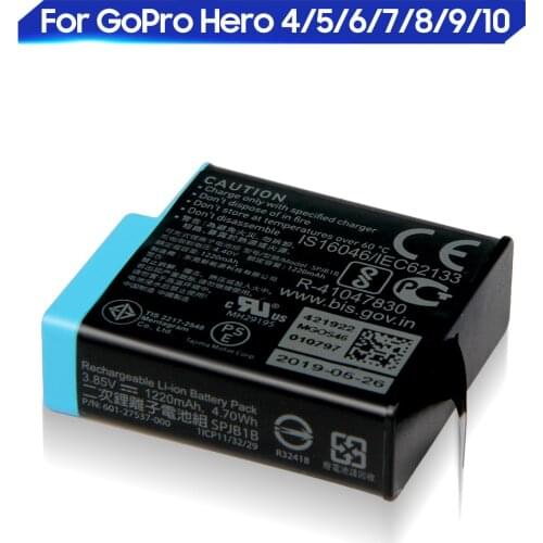 Original Replacement Battery For GoPro Hero 4 5 6 7 8 Hero4 Hero8 Hero6 Hero 7 335-06532-000 AHDBT-401 SPJB1B 601-10197-000