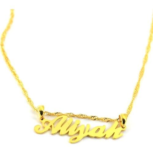 Custom Name Necklace Personalized Nameplate Pedant with Water Weave Chain Gold Plated 925 Silver Jewelry