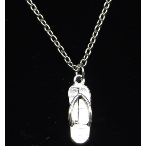 20pcs New Fashion Necklace 21x7mm slipper flip flops Pendants Short Long Women Men Colar Gift Jewelry Choker