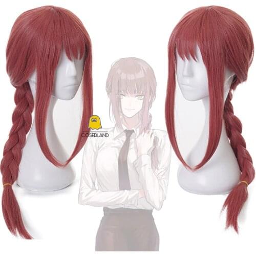 Makima Cosplay Wig Anime Chainsaw Man Long Light Red Wig Heat-resistant Fiber Hair + Wig Cap Halloween Carnival Party Women Wig