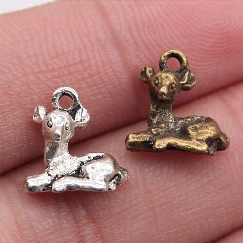 10pcs 11x11mm Pendant Fawn Fawn Deer Charm Pendants For Jewelry Making Antique Silver Color Deer Pendants