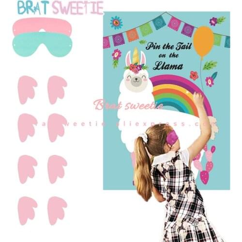 Pin the Tail on The Llama Game Mexican Alpaca Party Supplies Cartoon Animal Birthday Decorations Kids Girls Favors