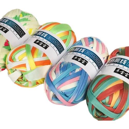 1Pc=100g Colourful DIY Crochet Cloth Carpets Yarn Acrylic Cotton Knitting Paragraph hand-knitted Thick Knit Basket Blanket