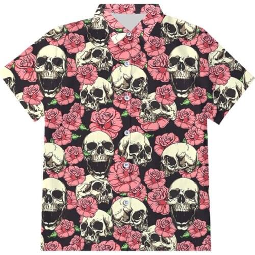 OGKB Button Shirts EU Size 3D Printed Skull Mens Summer Party Holiday Shirts Short Sleeve Shirt Hip Hop Harajuku Dropshipping