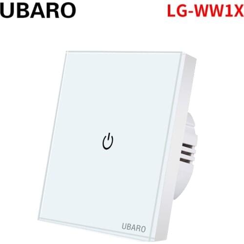 UBARO EU/UK AC100-240V Tempered Glass Panel Wall Light Touch Switch Led Indicator Electric Switches Interruptor tactil1/2/3 Gang