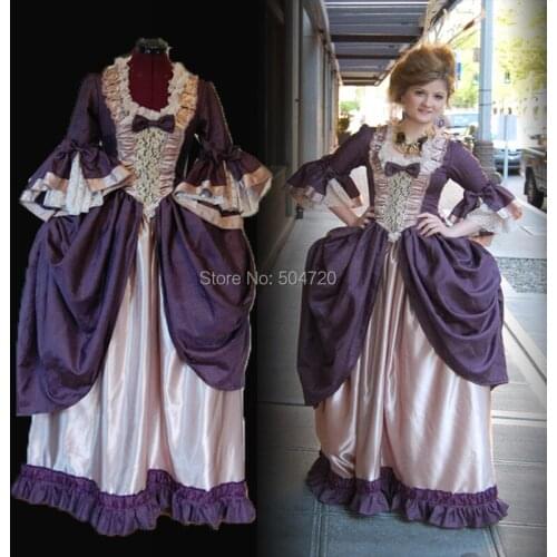 Tailored! purple Royal 18 Century French Duchess Retro medieval Renaissance Reenactment Theatre Civil war Victorian dress HL-433