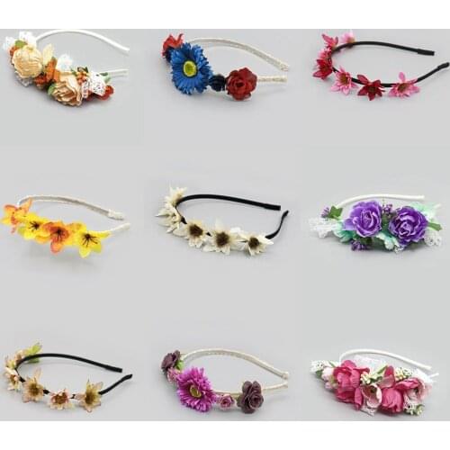 Fashion Women Girls Bride Wedding Flowers Hairbands Headwear Floral Wreath Headband Flower Hair Hoop Accessories Beach Garland