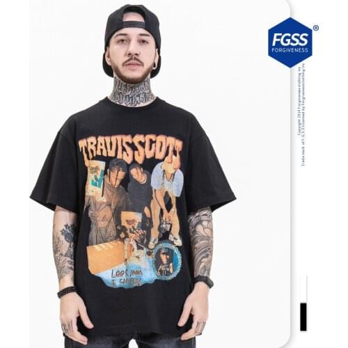 Hip-Hop Dark Figure Print Loose Short-Sleeved T-Shirt