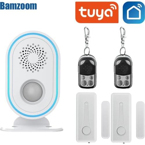 Tuya wifi smart Wireless Home Security Window Door Burglar Alarm Magnetic Sensor with Remote Control door sensor alarm