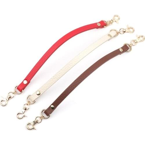 066F PU Leather Handbag Accessories Replacements Bag Handles Short Straps with Metal Swivel Hooks 30cm