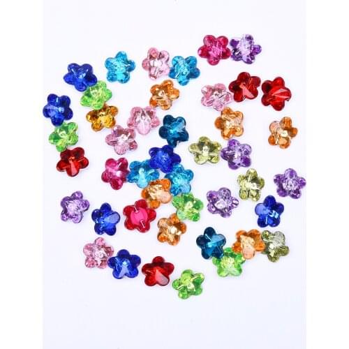 100pcs/lot 13mm Mixed Acrylic Flower Buttons Shiny Sewing Shirt Garment Sewing Accessories