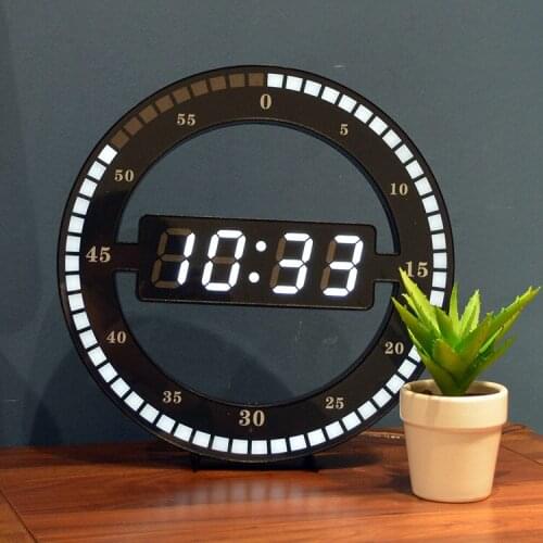 12 Inch Simple LED Ring Wall Clock Automatic Photosensitive Digital Electronic Clock Office Bedroom Plastic Clock Round ZM132