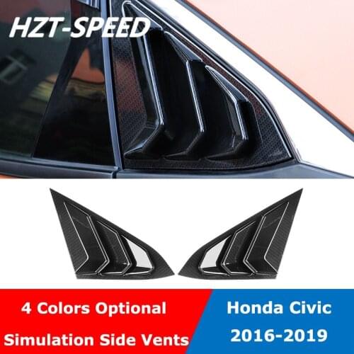 2 pcs/set Car Rear Quarter Spoiler Panel Side Window Louver Vent For Honda Civic 10Th Gen 2016 2017 2018 2019